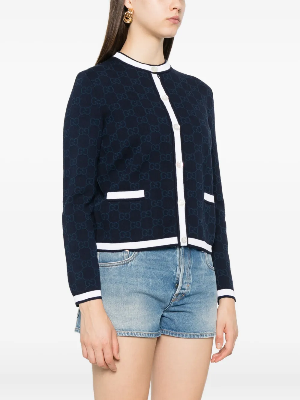 Gucci Vest met GG-patroon en knopen Blauw