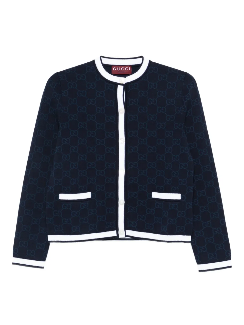 Gucci GG-pattern buttoned cardigan Blauw
