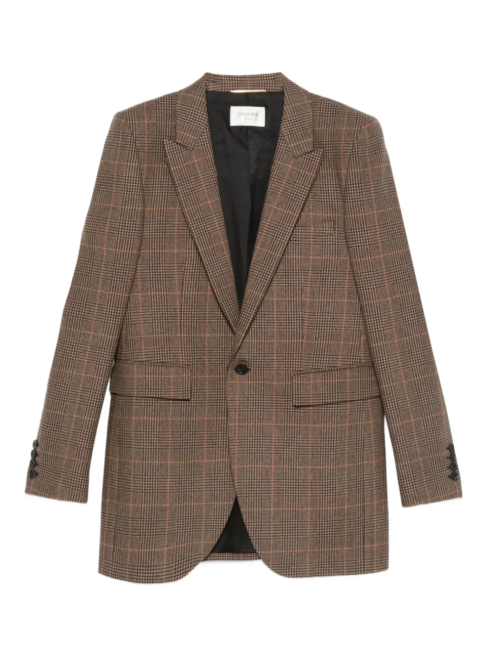 Saint Laurent checked single-breasted blazer Bruin