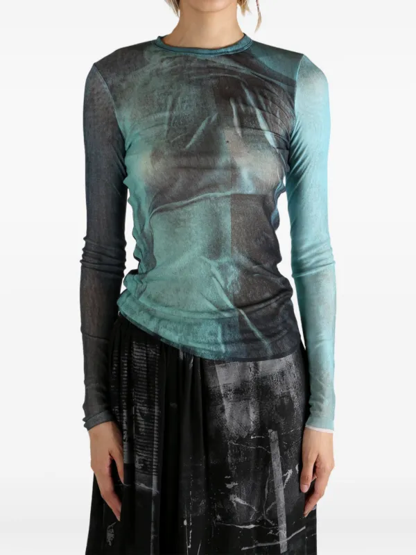 Jean Paul Gaultier abstract-print long-sleeve T-shirt | ブルー