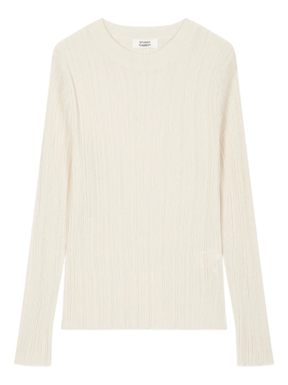 STUDIO TOMBOY ribbed-knit T-shirt - ニュートラル STUDIO TOMBOY ribbed-knit T-shirt - ニュートラル