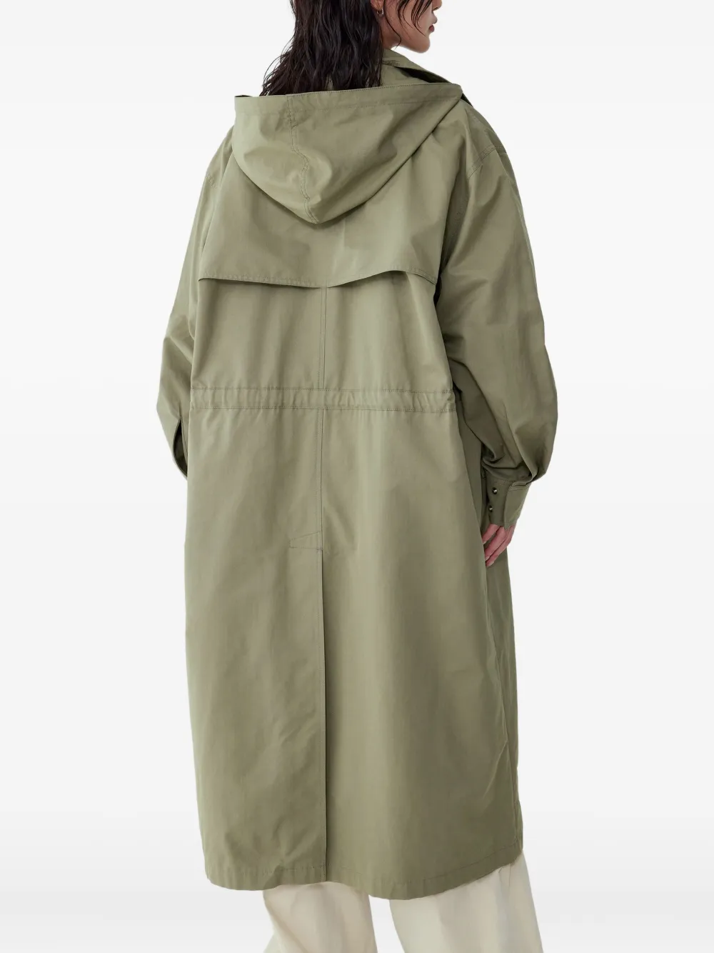 Studio Tomboy Hooded Drawstring Coat In Green