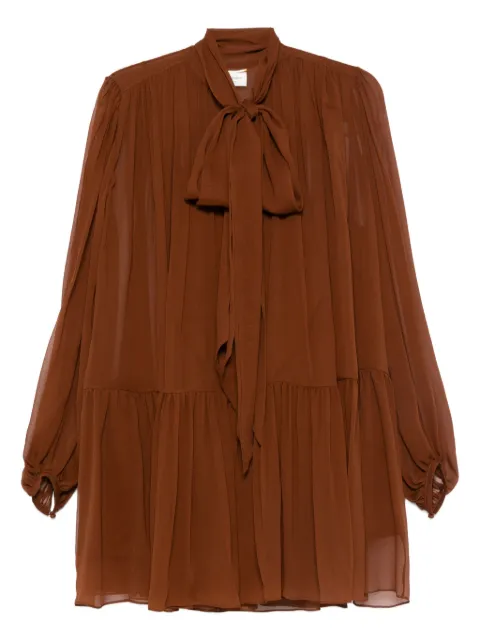 Saint Laurent bow-detailed tiered mini dress