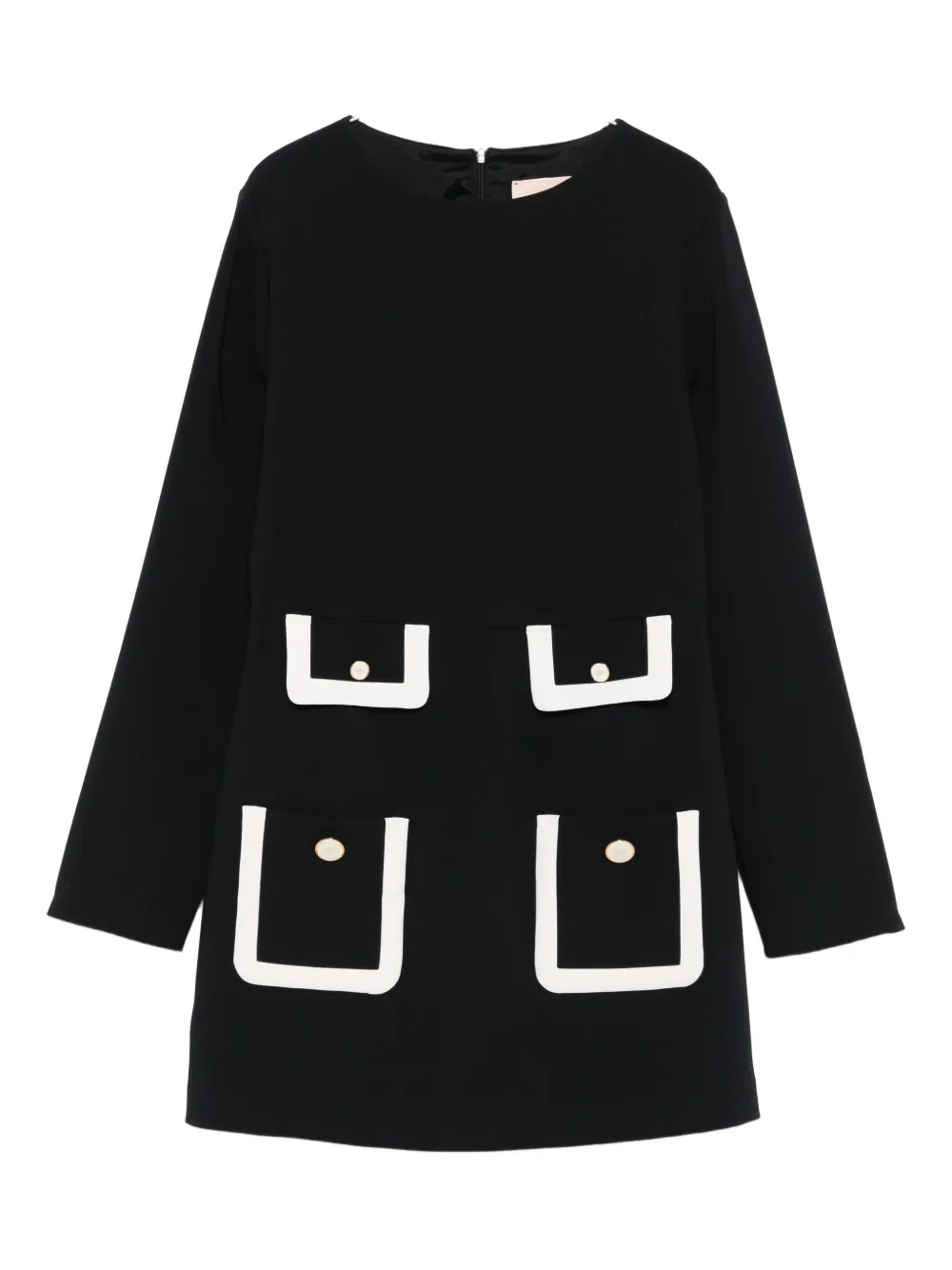 Elisabetta Franchi La Mia Bambina pocket-detail long-sleeve dress Zwart