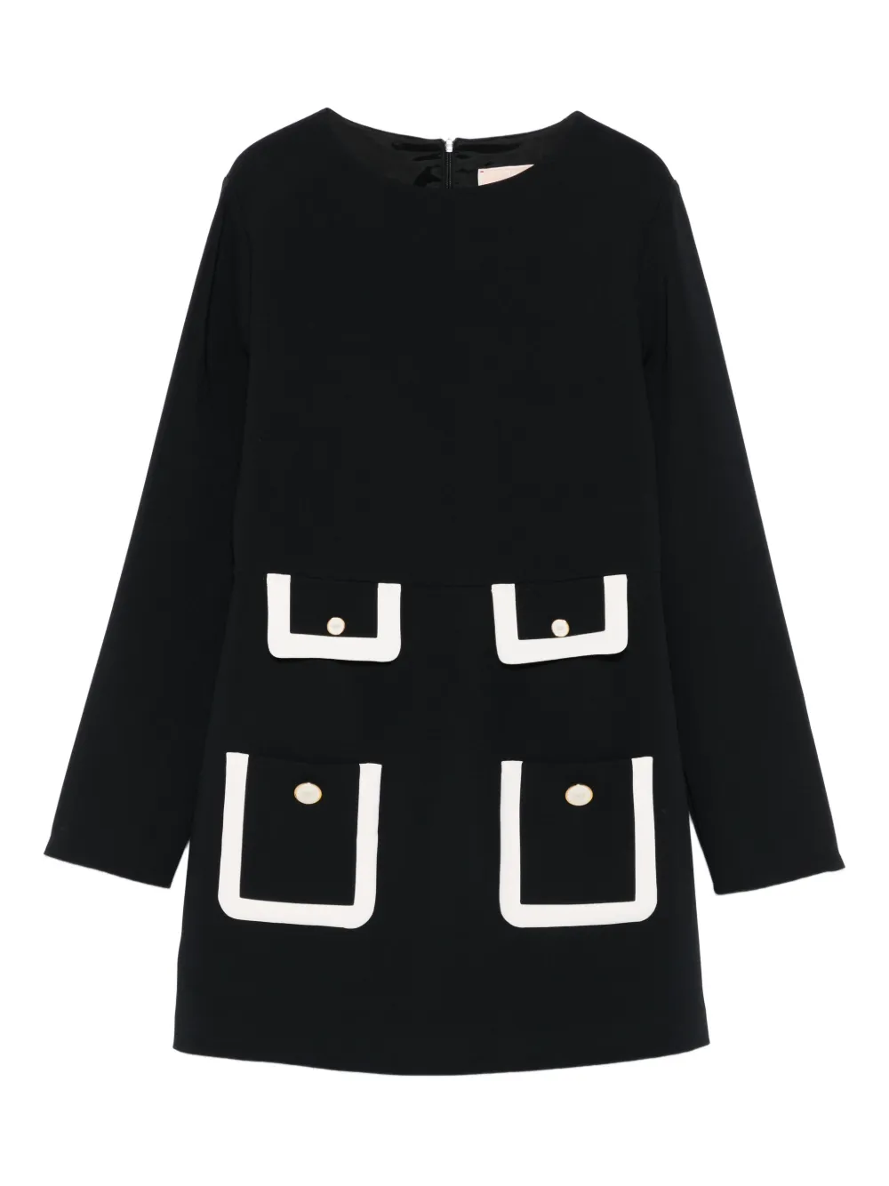 Elisabetta Franchi La Mia Bambina Jurk met zakdetail en lange mouwen Zwart