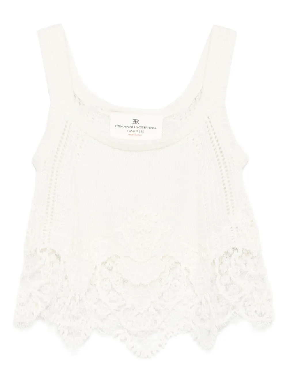 Ermanno Scervino top tejido con ribete de encaje | blanco | Image 1