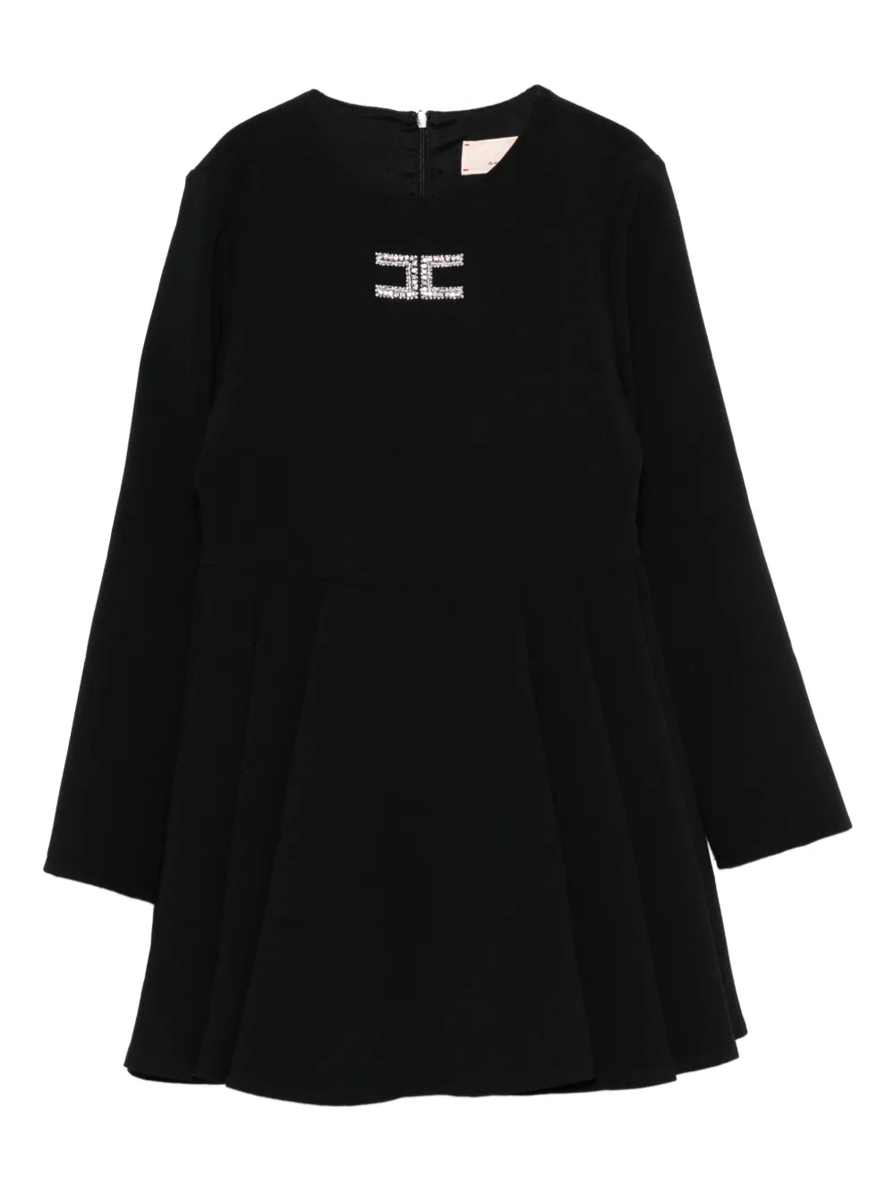 Elisabetta Franchi La Mia Bambina embellished-logo long-sleeve dress Zwart