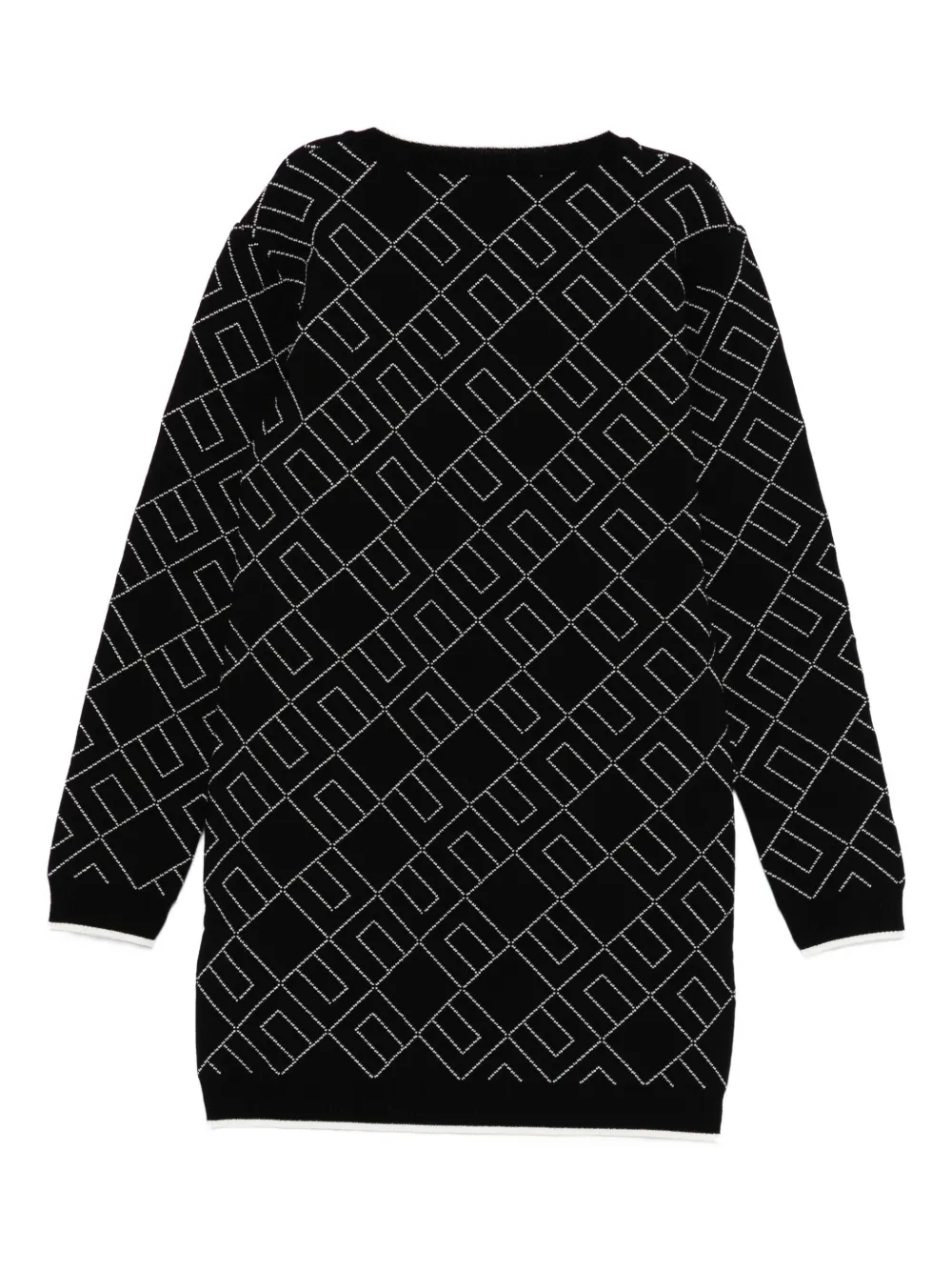 Elisabetta Franchi La Mia Bambina geometric-pattern knitted dress Zwart