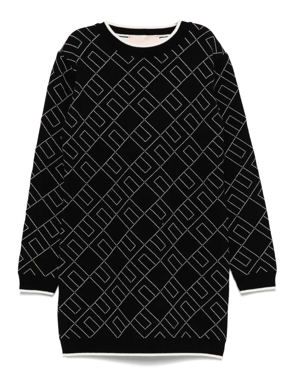 Elisabetta Franchi La Mia Bambina geometric-pattern knitted dress Zwart