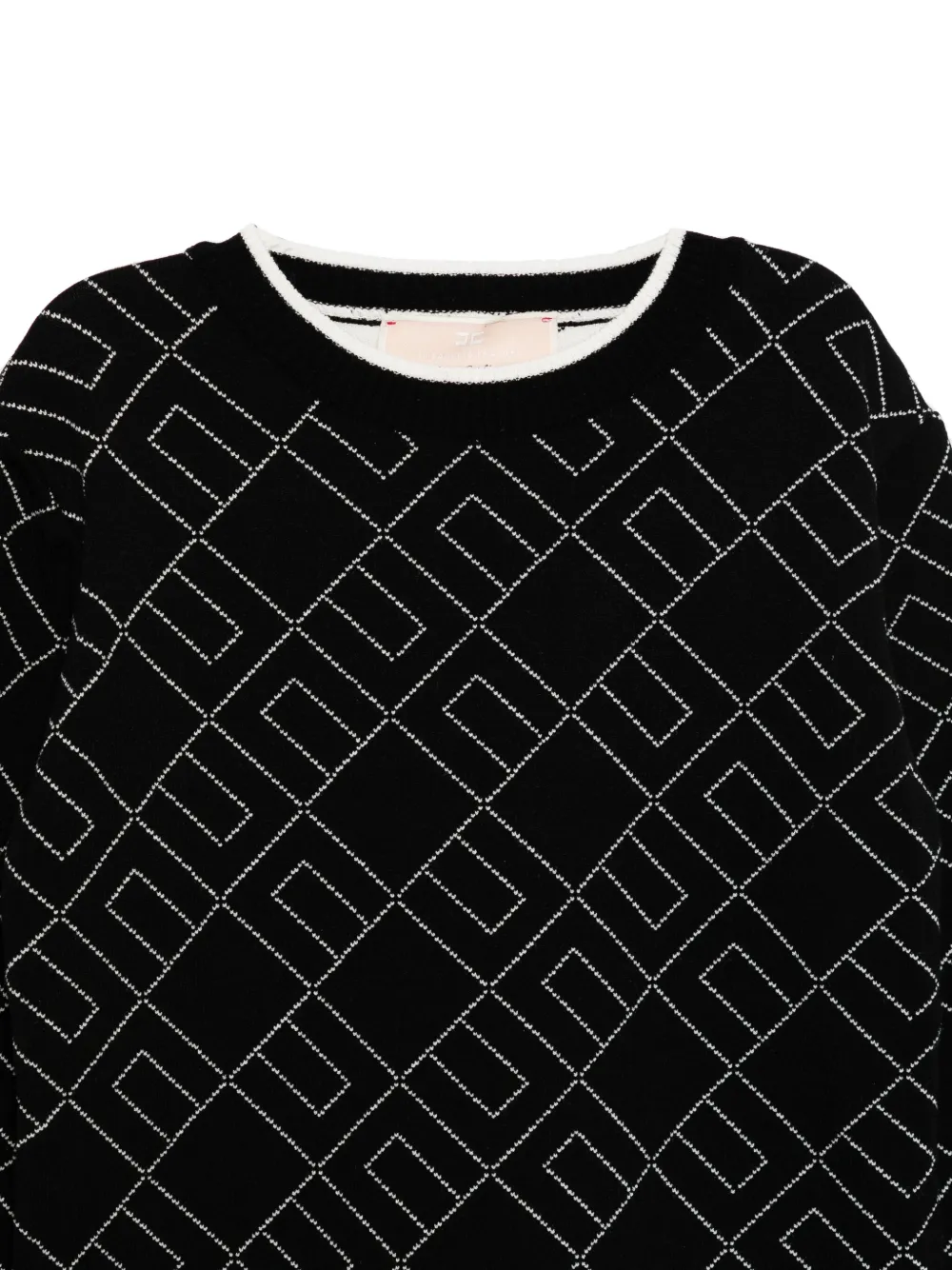Elisabetta Franchi La Mia Bambina geometric-pattern knitted dress Zwart