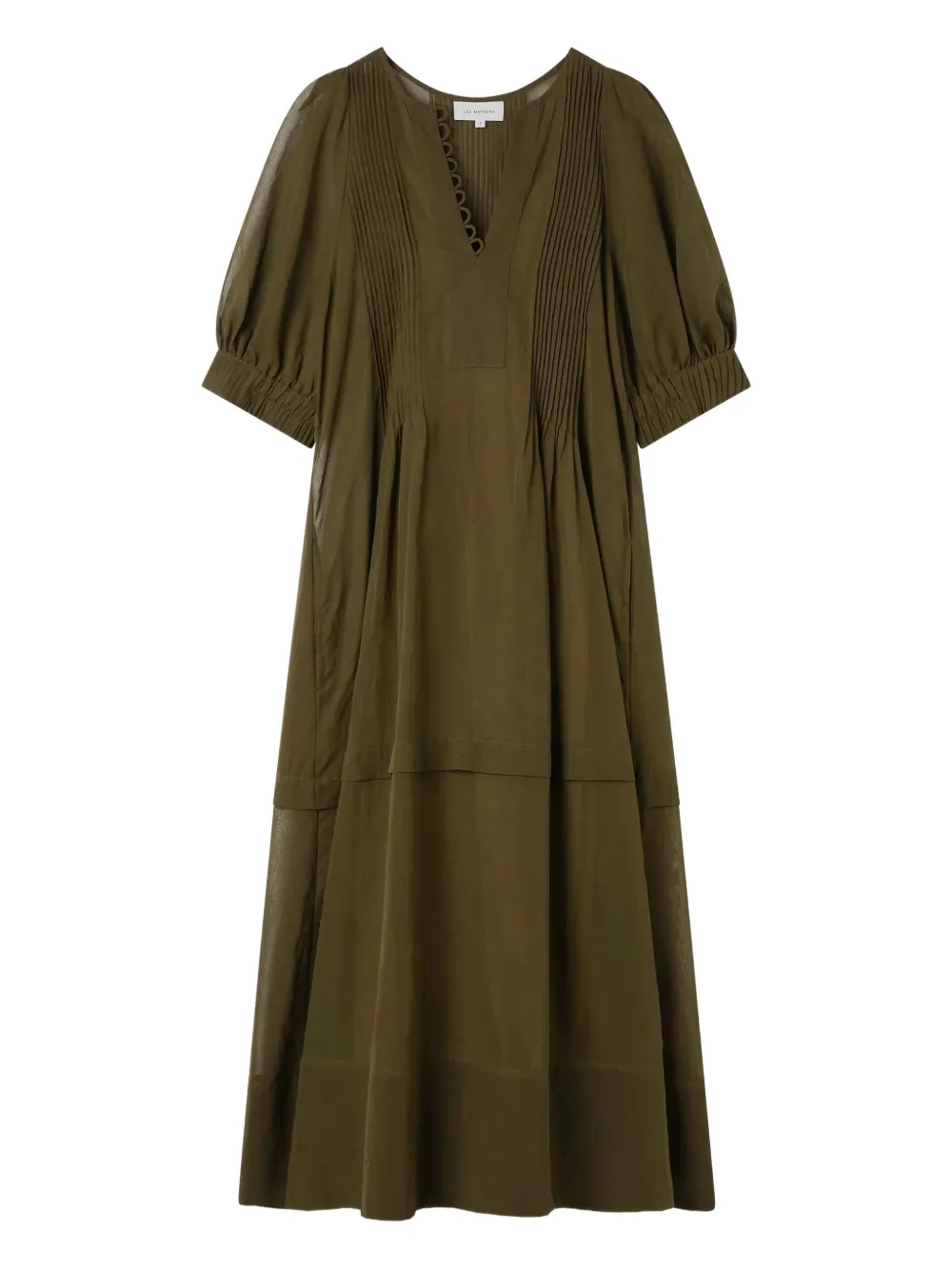 Lee Mathews robe plissée Skye à manches bouffantes | vert | Image 1