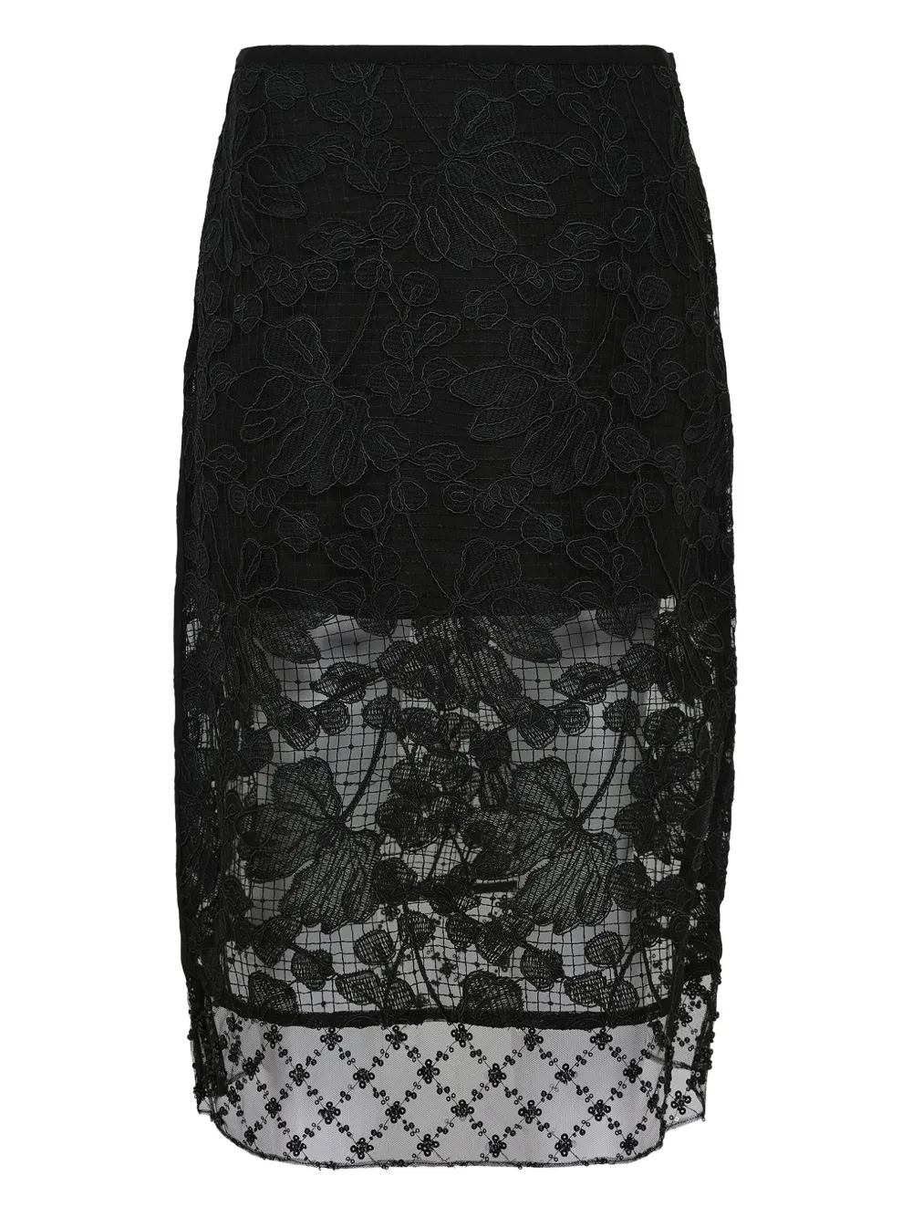 3.1 Phillip Lim Floral-lace Midi Skirt In Black