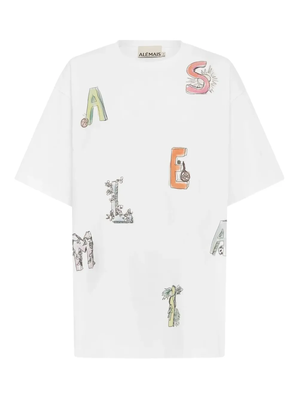 Alemais Court Graphic-print T-shirt In White