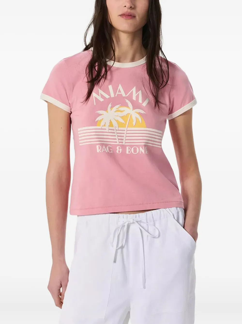 rag & bone T-shirt met grafische print Roze