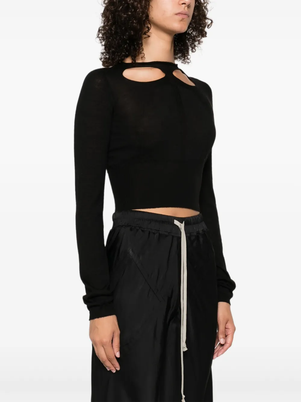 Rick Owens cut-out wool sweater Zwart