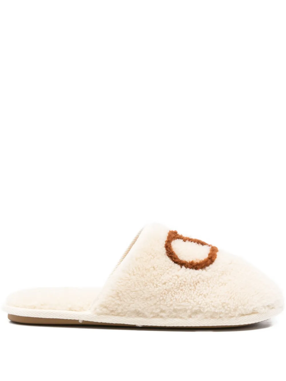 Valentino Garavani logo-embroidered slippers Neutrals
