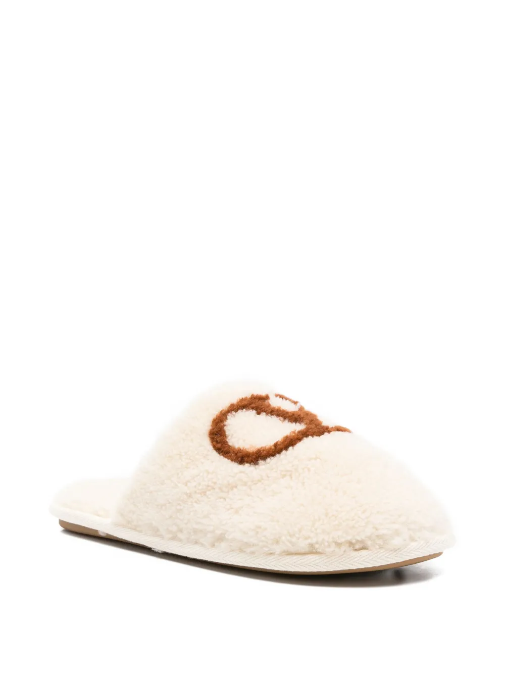 Valentino Garavani logo-embroidered slippers Neutrals
