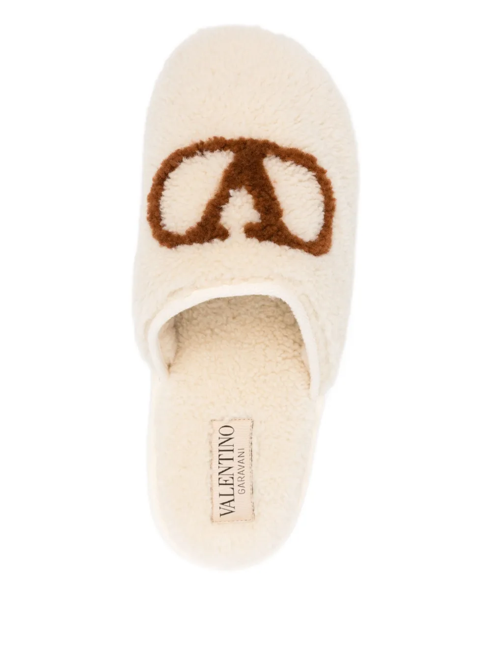 Valentino Garavani logo-embroidered slippers Neutrals