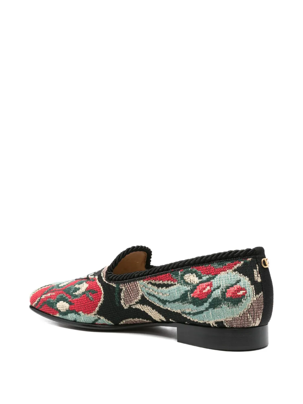 Valentino Garavani Loafers met bloemenpatroon en touw afwerking Zwart