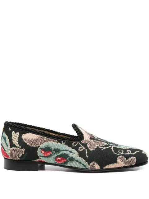 Valentino Garavani floral-patterned rope-trimmed loafers