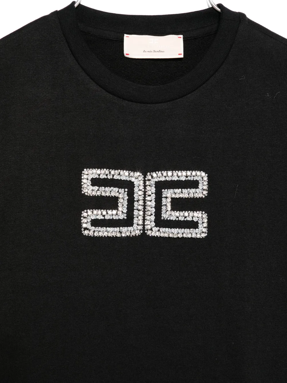Elisabetta Franchi La Mia Bambina crystal-embellished logo sweatshirt Zwart