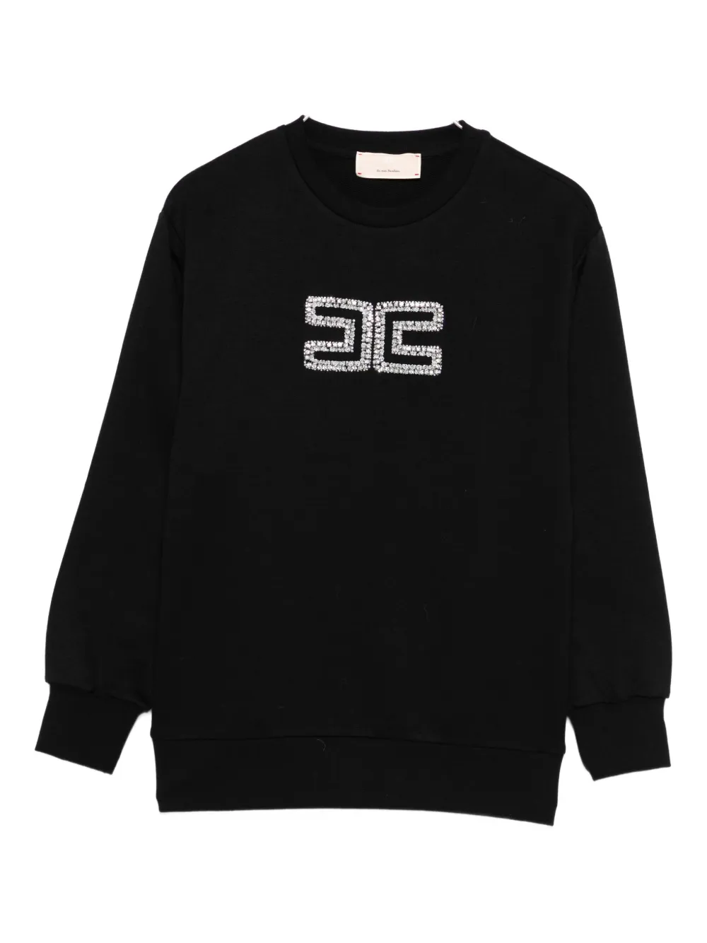 Elisabetta Franchi La Mia Bambina crystal-embellished logo sweatshirt Zwart