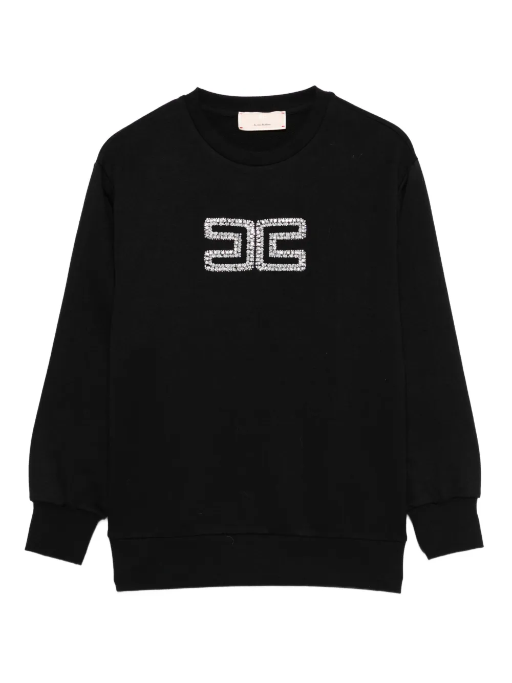 Elisabetta Franchi La Mia Bambina Sweater verfraaid met kristallen logo Zwart