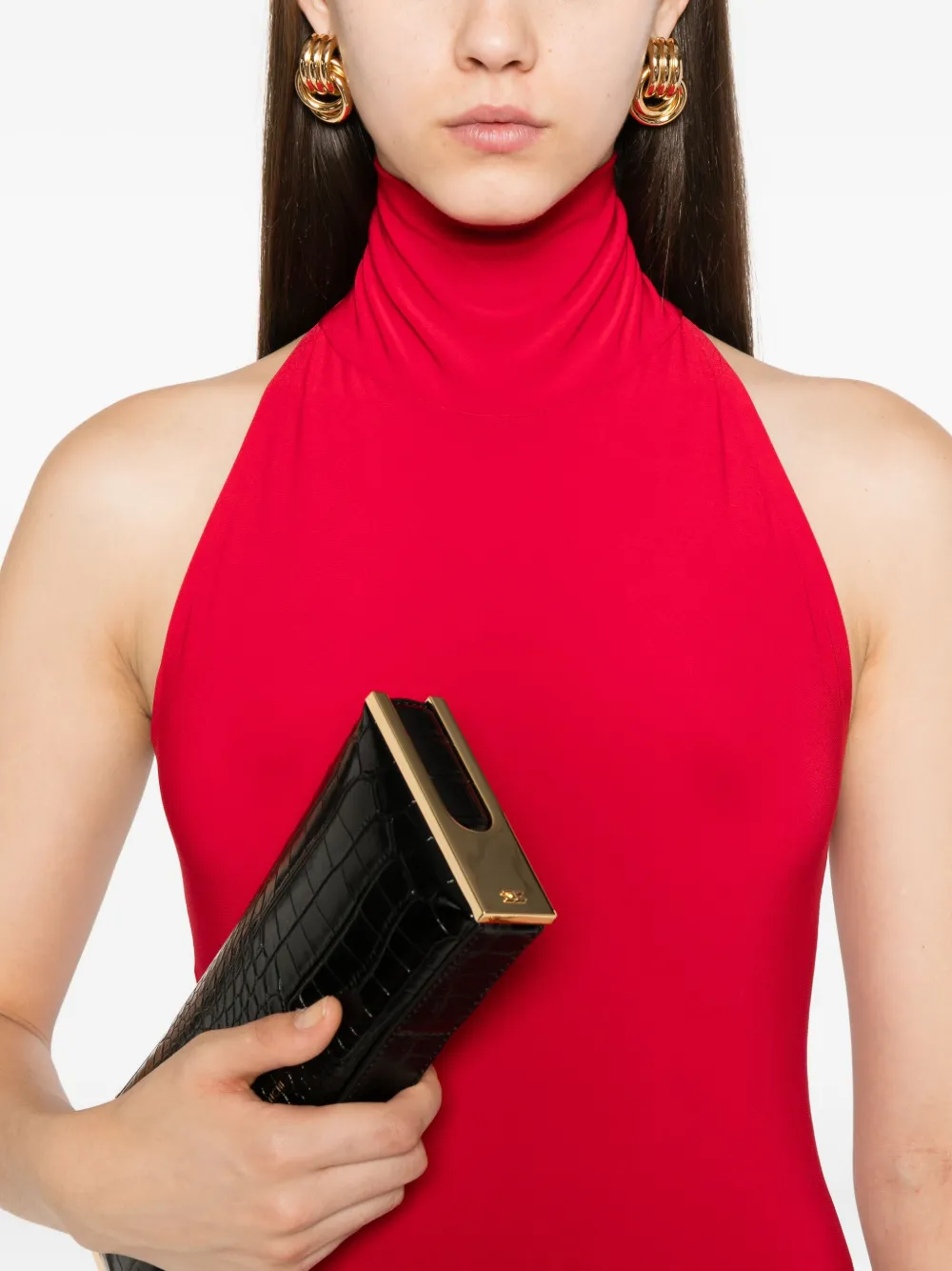 Norma Kamali Flared halterjurk Rood