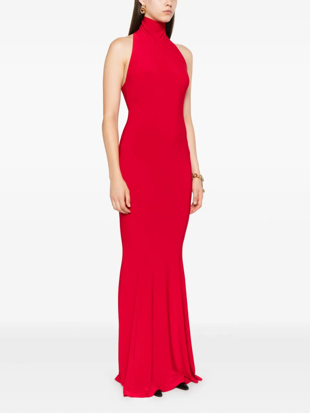 Norma Kamali Flared halterjurk Rood