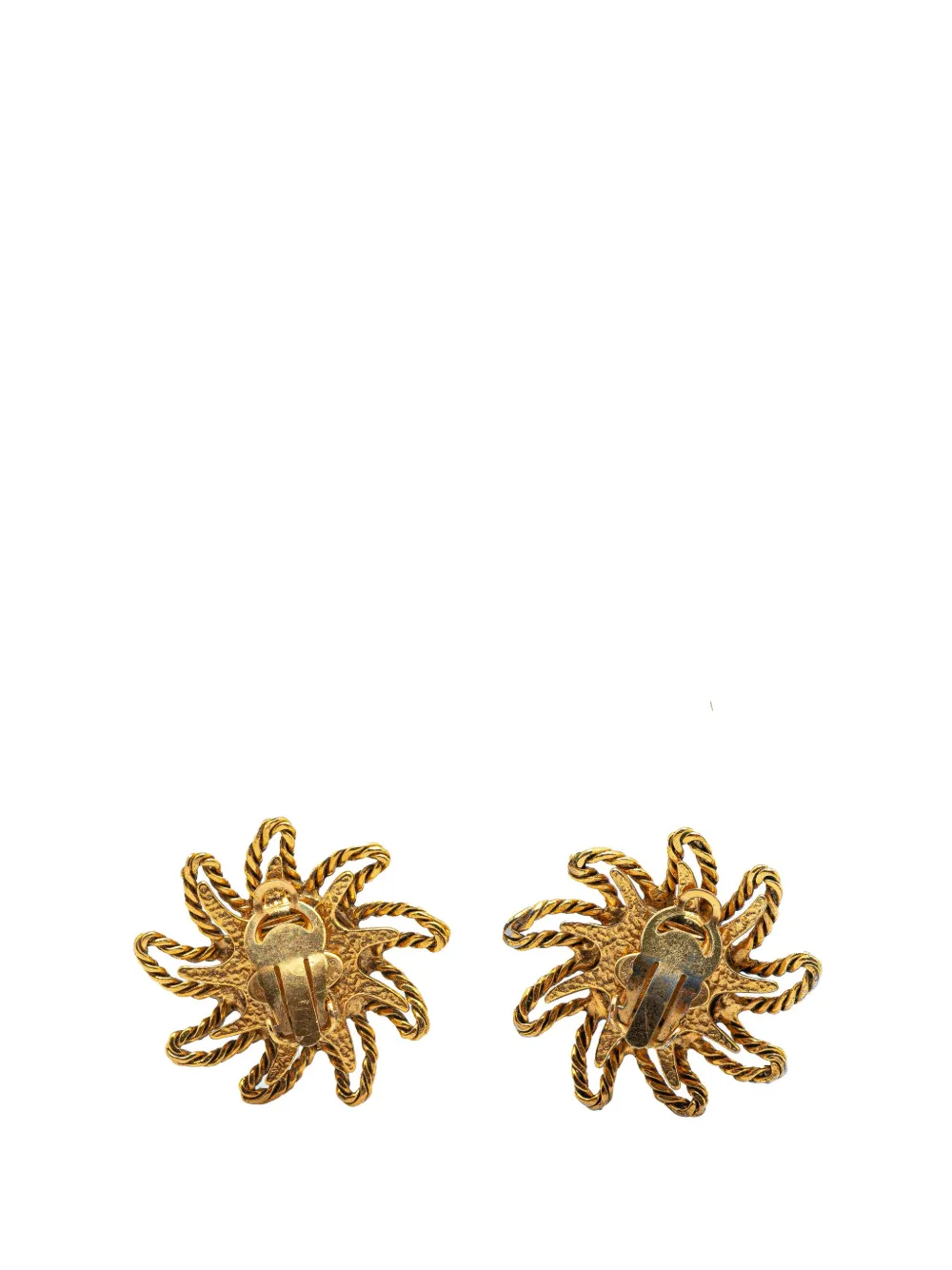 CHANEL Pre-Owned 1994 Gold Plated CC Sun Clip on Earrings costume earrings | Image 2