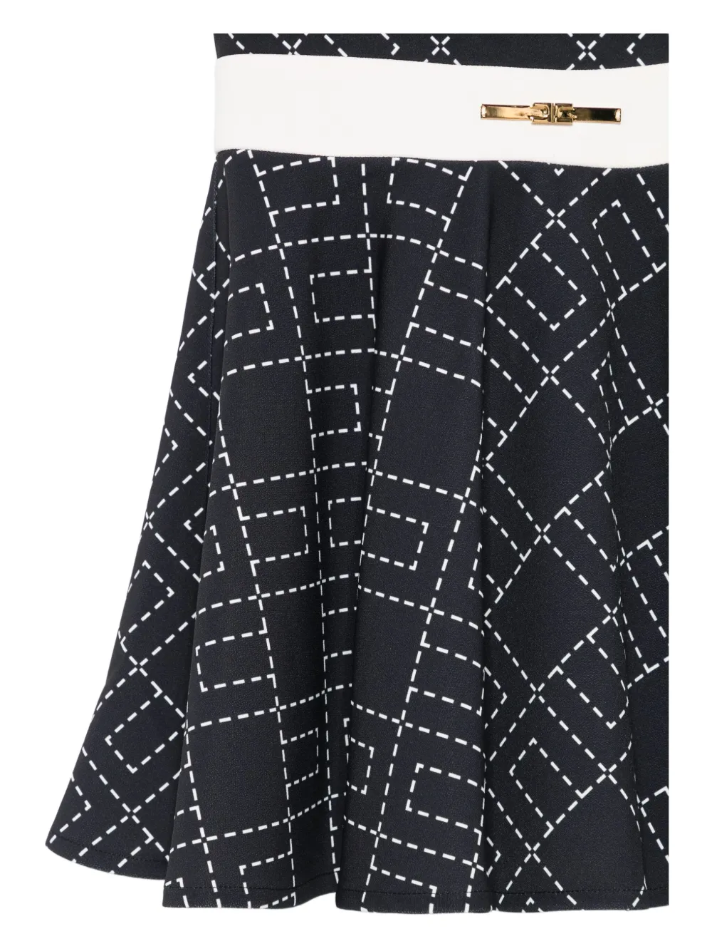 Elisabetta Franchi La Mia Bambina Geometric-print Flared Dress In Black