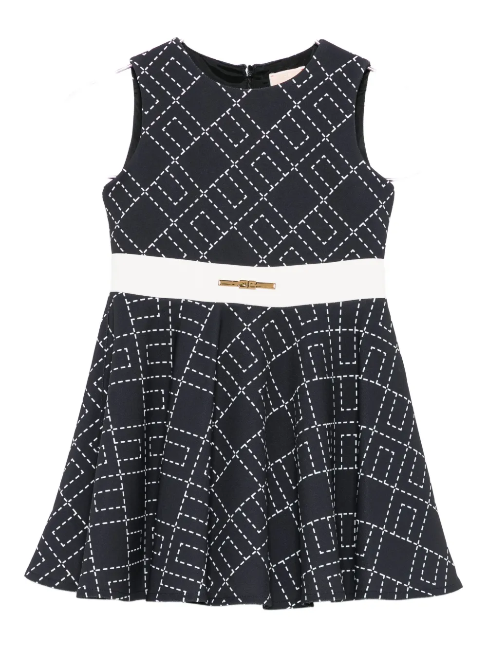 Elisabetta Franchi La Mia Bambina Babies' Geometric-print Flared Dress In Black