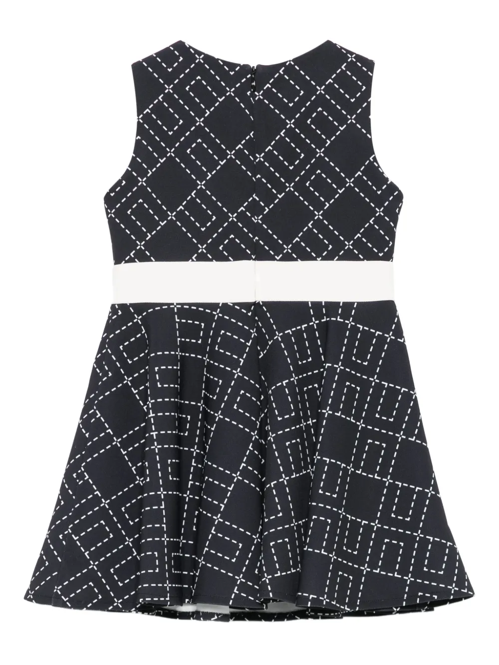 Elisabetta Franchi La Mia Bambina geometric-print flared dress Zwart