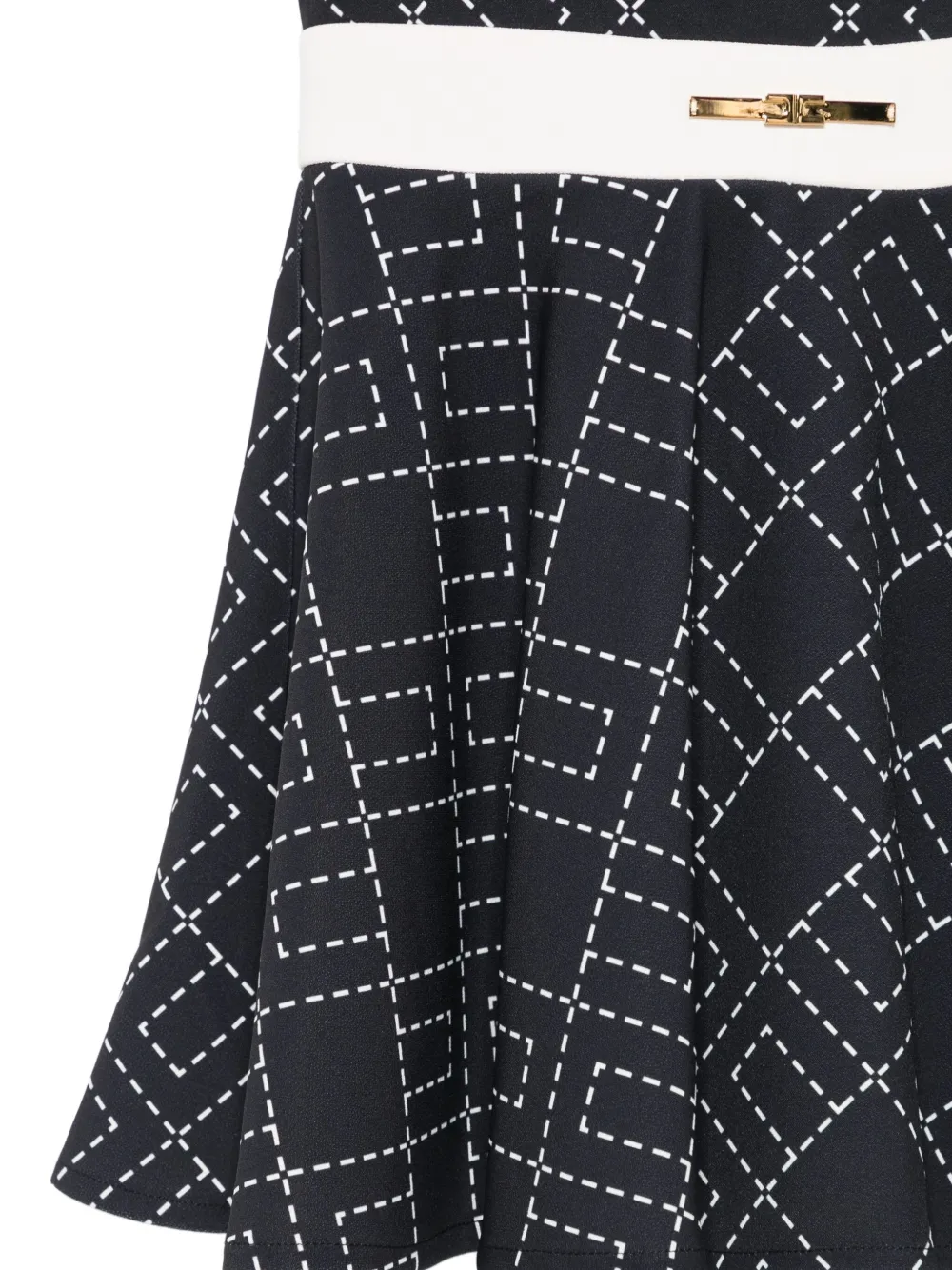 Elisabetta Franchi La Mia Bambina geometric-print flared dress Zwart