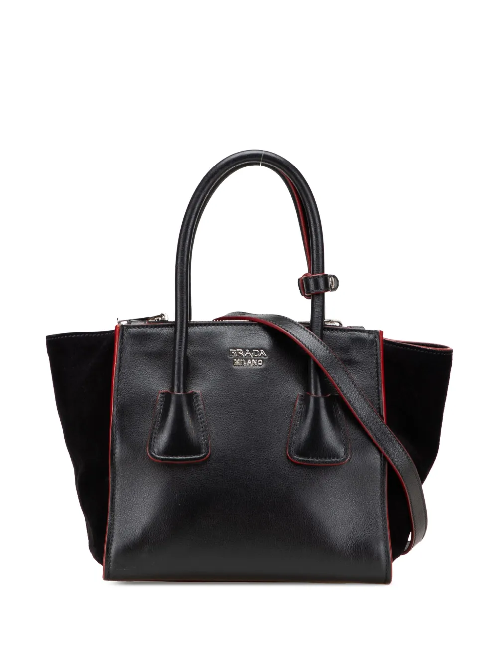 Prada Pre-Owned 2013-2025 Mini Scamosciato Trimmed Glace Calf Twin Prada Pre-Owned 2013-2025 Mini Scamosciato Trimmed Glace Calf Twin
