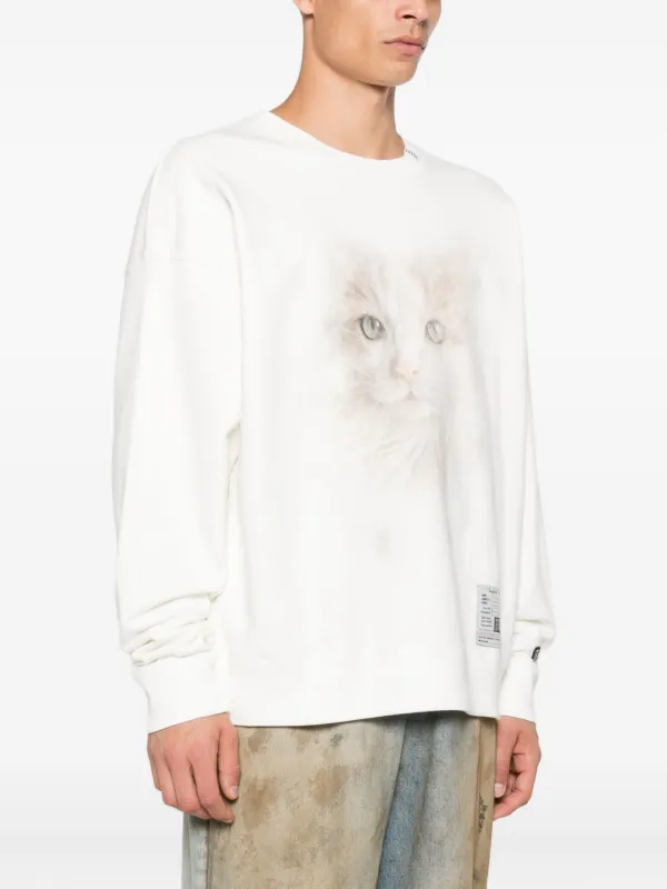 Maison MIHARA YASUHIRO cat-face Print Sweatshirt | White | FARFETCH