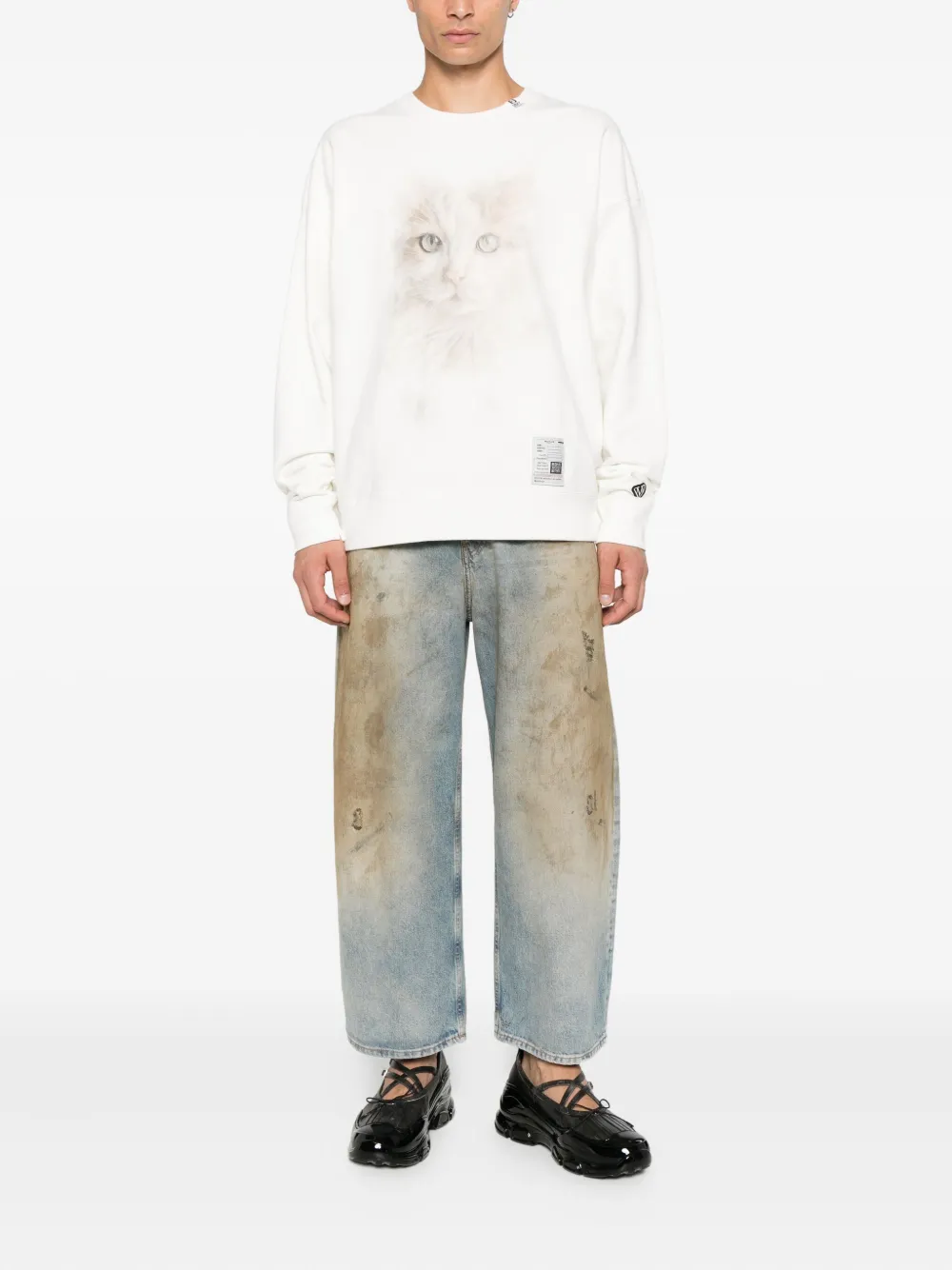 Maison MIHARA YASUHIRO cat-face print sweatshirt - Wit
