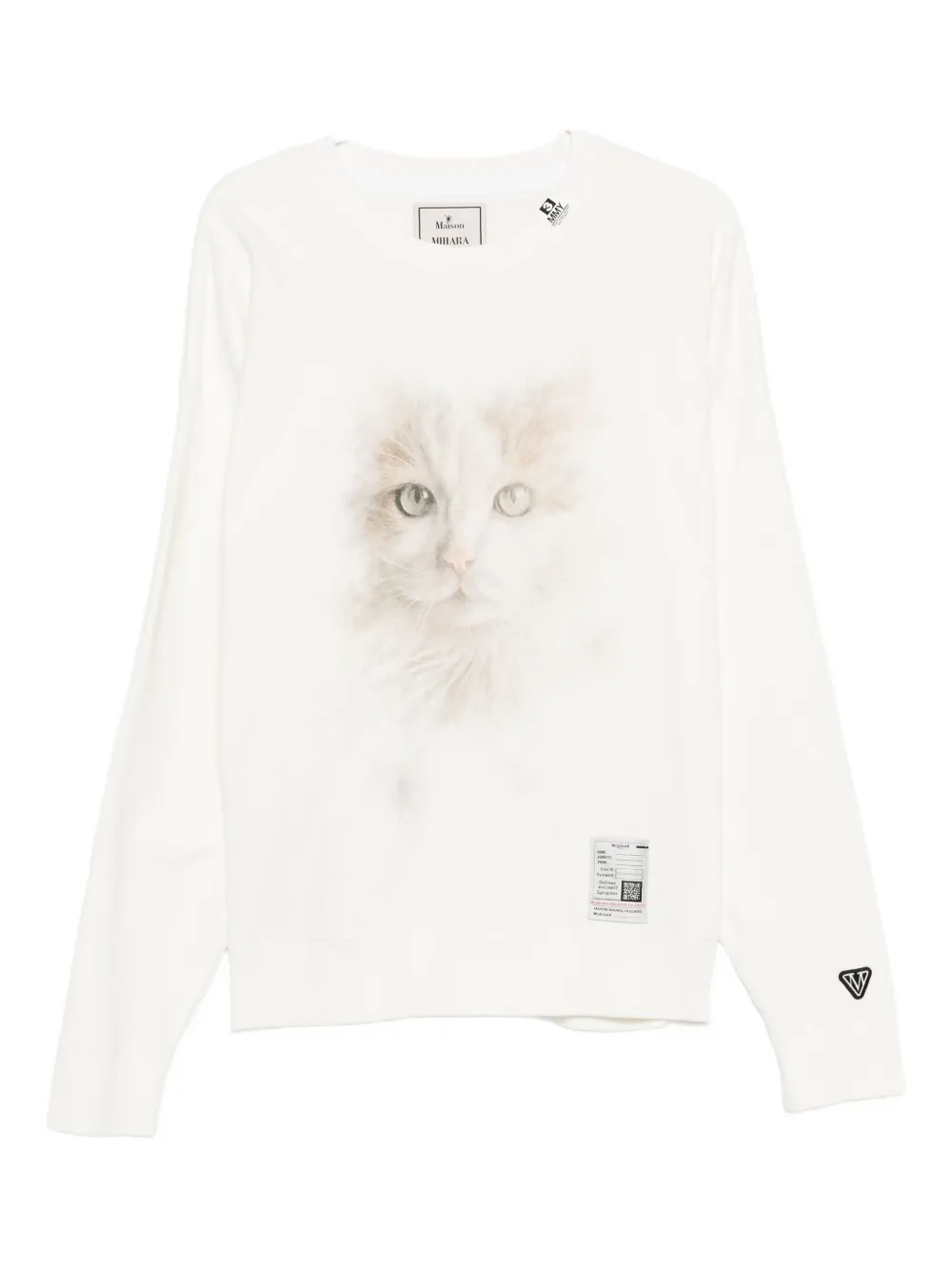 Miharayasuhiro Cat-face Print Sweatshirt In White