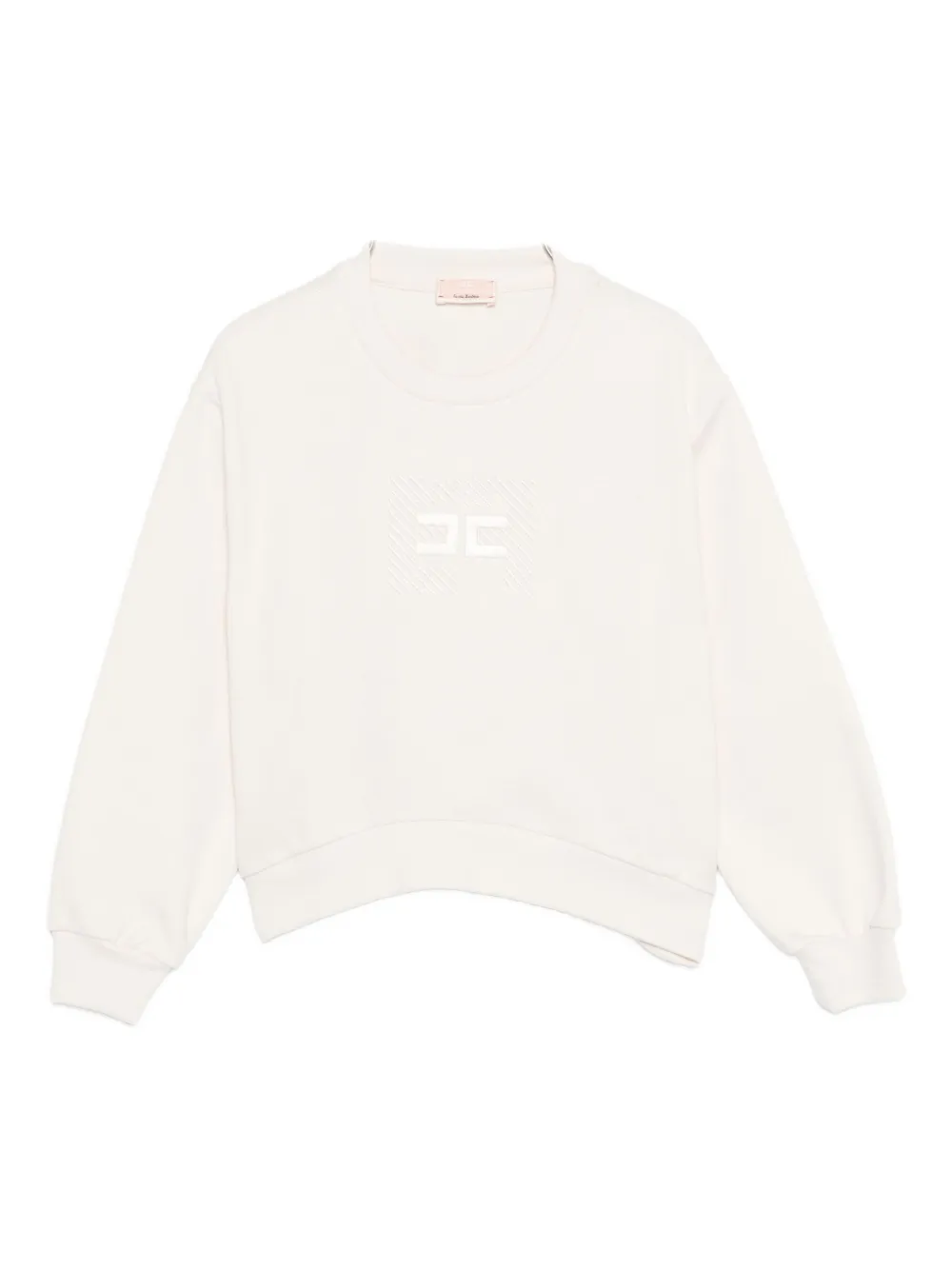 Elisabetta Franchi La Mia Bambina embroidered-logo cotton sweatshirt Beige