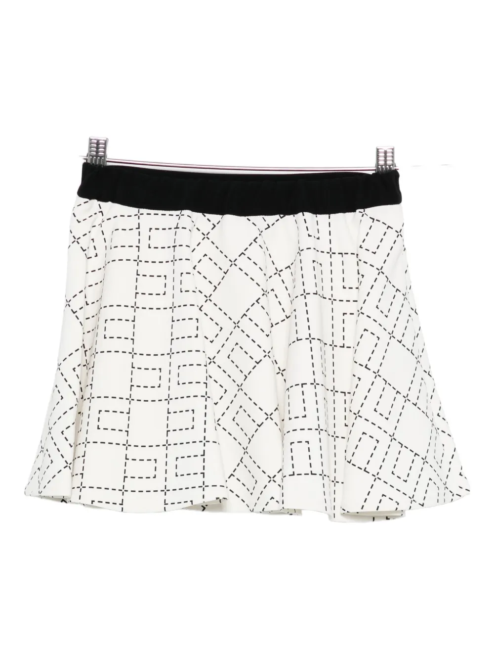 Elisabetta Franchi La Mia Bambina Flared rok met monogramprint Wit