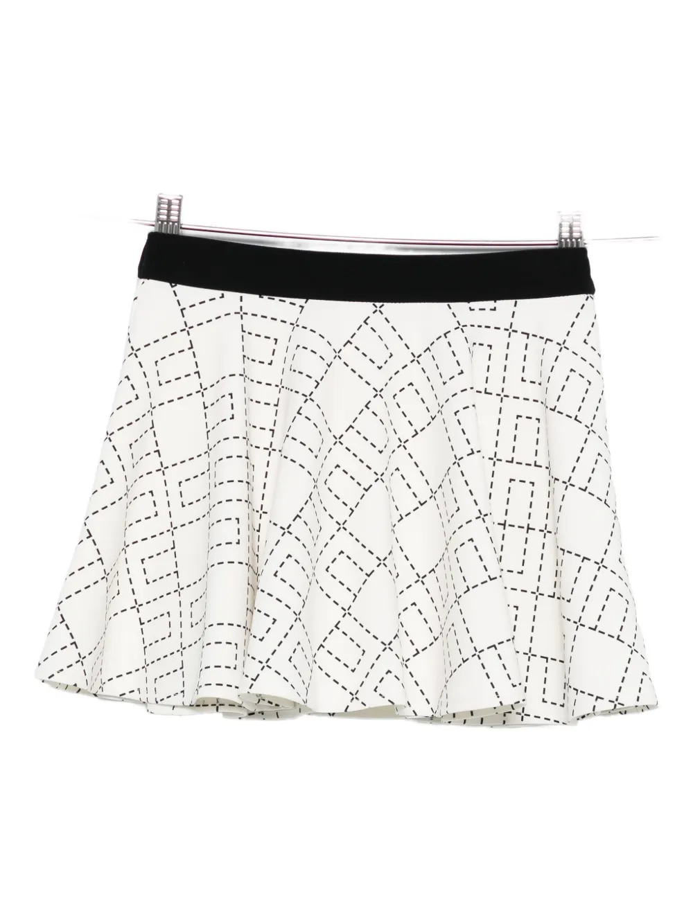 Elisabetta Franchi La Mia Bambina Monogram-print Flared Skirt In White