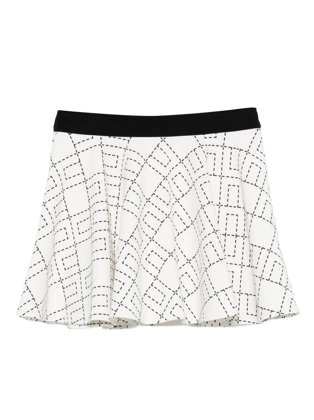 Elisabetta Franchi La Mia Bambina Flared rok met monogramprint Wit