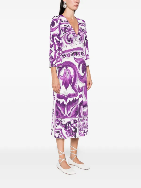 Dolce & Gabbana マヨリカプリント ドレス | パープル | FARFETCH JP