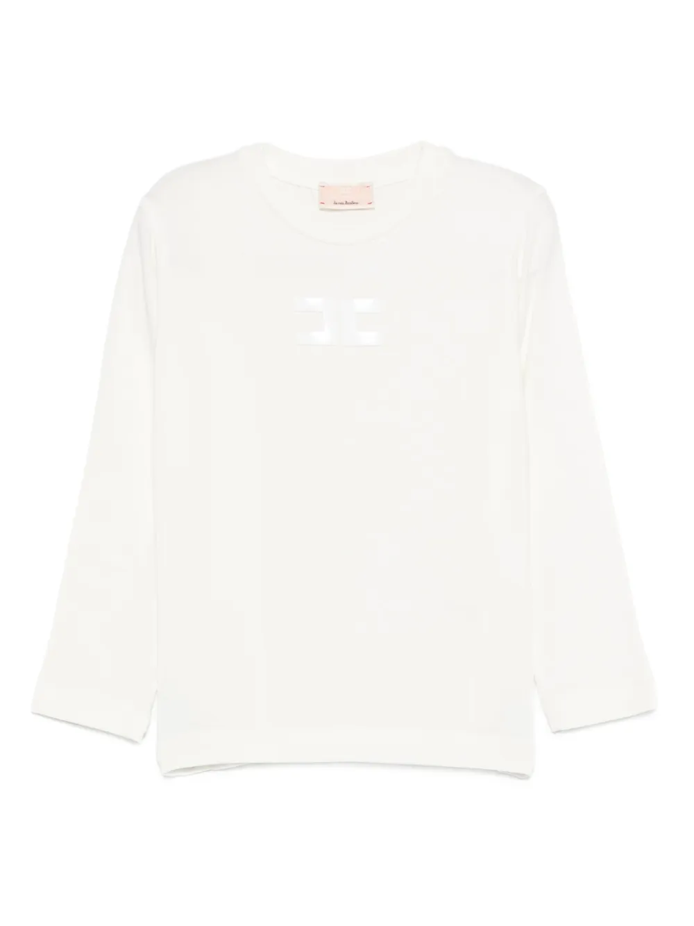 Elisabetta Franchi La Mia Bambina logo-plaque long-sleeve sweater Beige