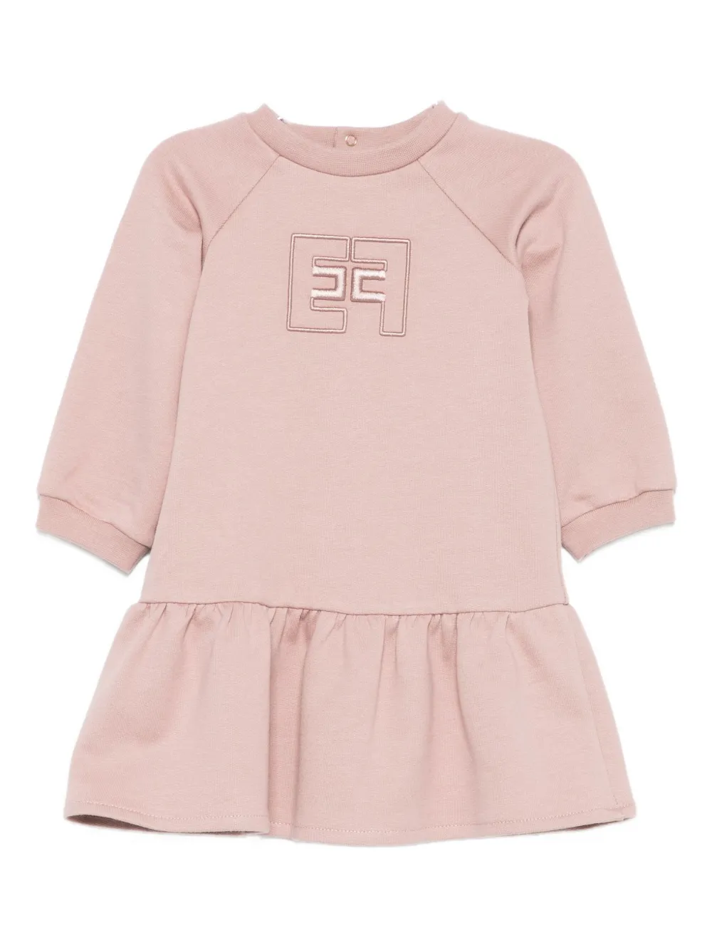 Elisabetta Franchi La Mia Bambina logo-embroidered flared dress Roze