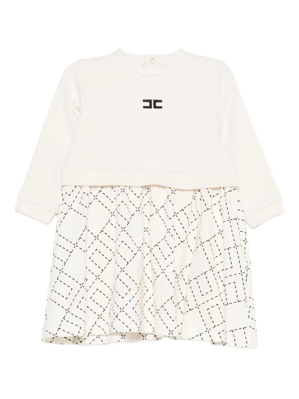 Elisabetta Franchi La Mia Bambina Babies' Embroidered Geometric Print Dress In White