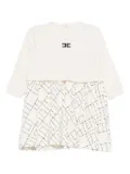 Elisabetta Franchi La Mia Bambina embroidered geometric print dress - Neutrals