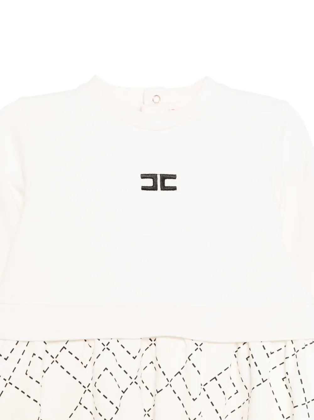 Elisabetta Franchi La Mia Bambina embroidered geometric print dress Beige