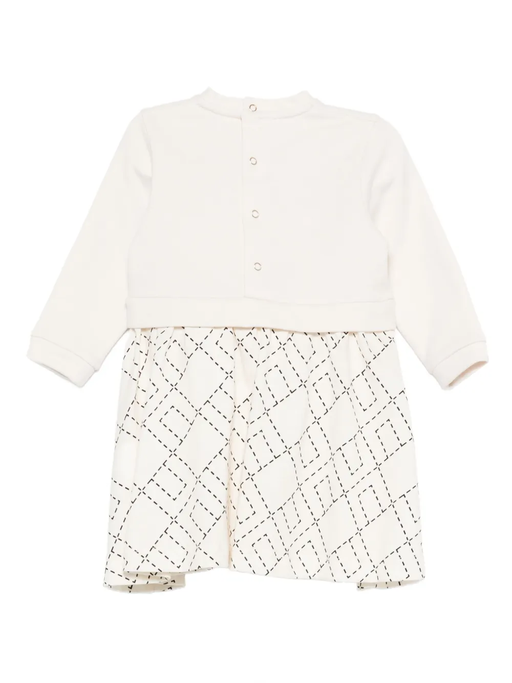 Elisabetta Franchi La Mia Bambina embroidered geometric print dress Beige