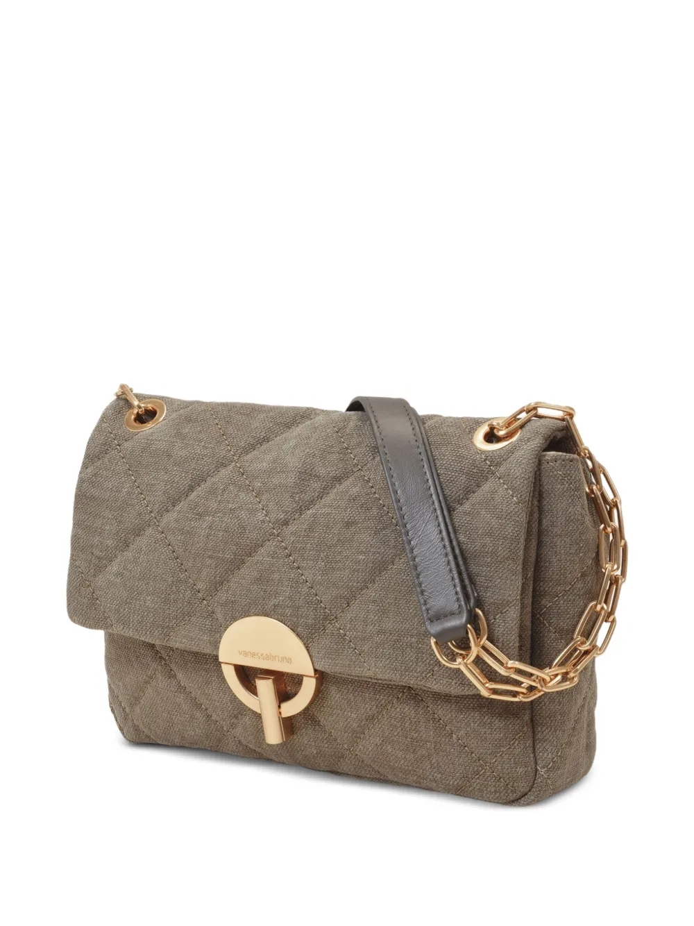 Vanessa Bruno Moon Quilted Linen Chain Bag In Green